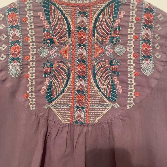 Johnny Was small purple Bohemian Embroidered Women's Top - Picture 2 of 5
